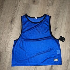 Under Armour Blue Mesh Tank Top XL Breathable Crop Performance NWT